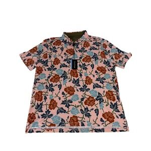 Good Good Golf Pink Canyon Polo Shirt Mens Size Medium M Blue Pink Floral NWT